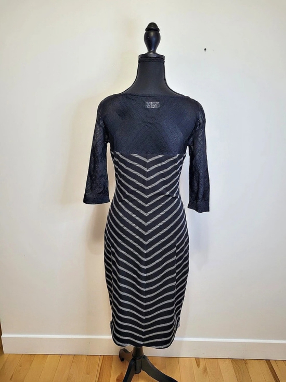 COKLUCH Montreal Chevron Stripe Mesh Illusion Knit Dress Size S  ***See Notes** - Picture 5 of 13